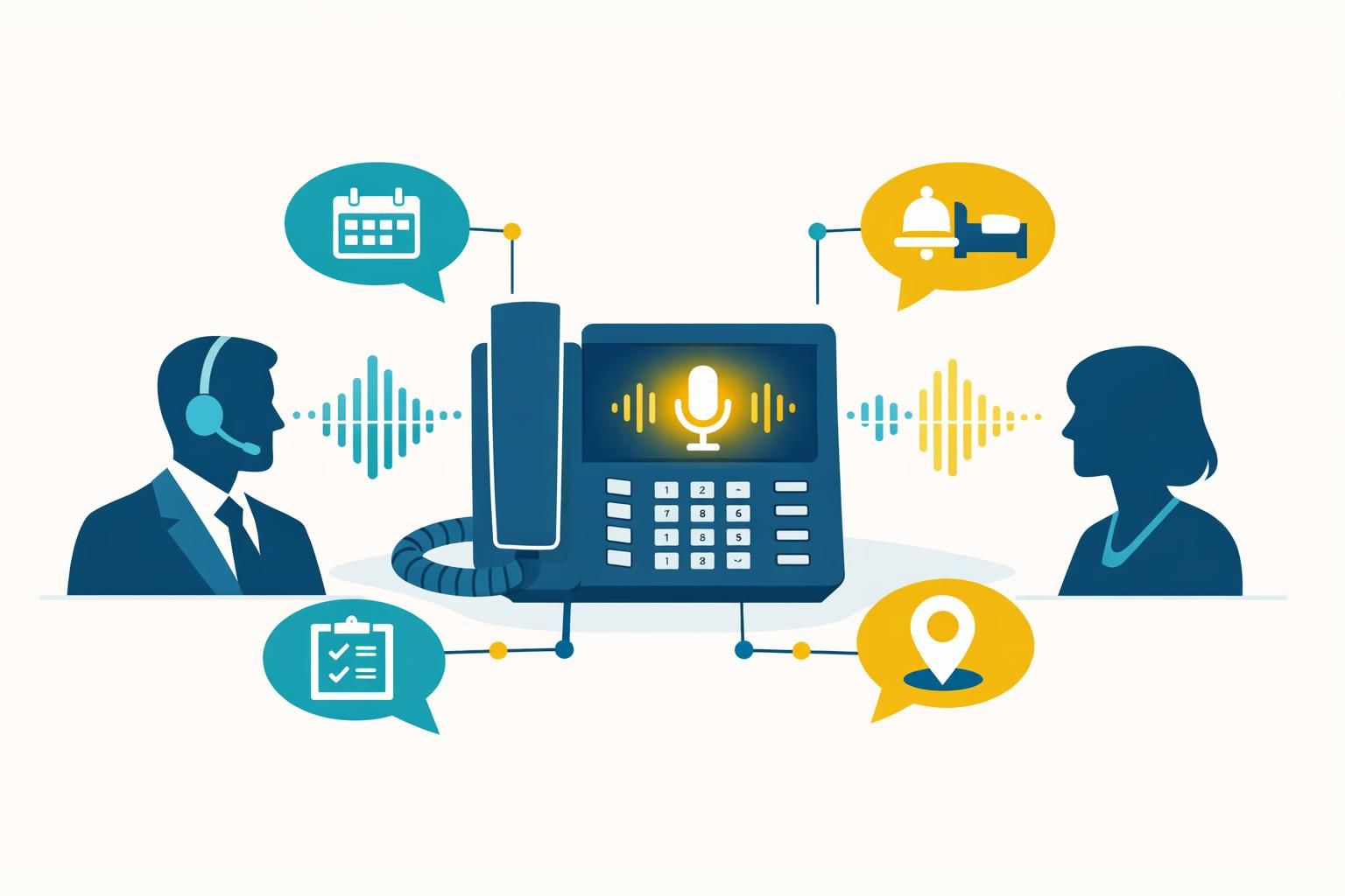 callbot hôtellerie : automatisez la gestion des réservations et la conciergerie 24/7 pour offrir un service client efficace et disponible à tout moment.