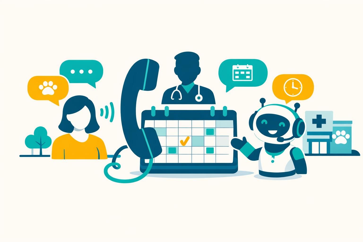 callbot vétérinaire : automatisation de la prise de rendez-vous et conseils personnalisés pour votre clinique vétérinaire, 24h/24 et 7j/7.