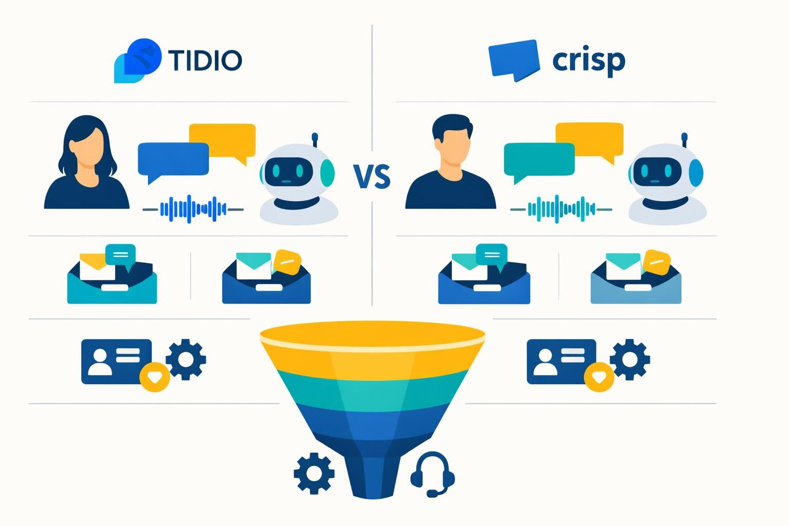 découvrez notre comparatif complet entre tidio et crisp, deux chatbots français incontournables pour optimiser l'interaction sur votre site web. analysez leurs fonctionnalités, avantages et tarif pour choisir l'outil idéal.