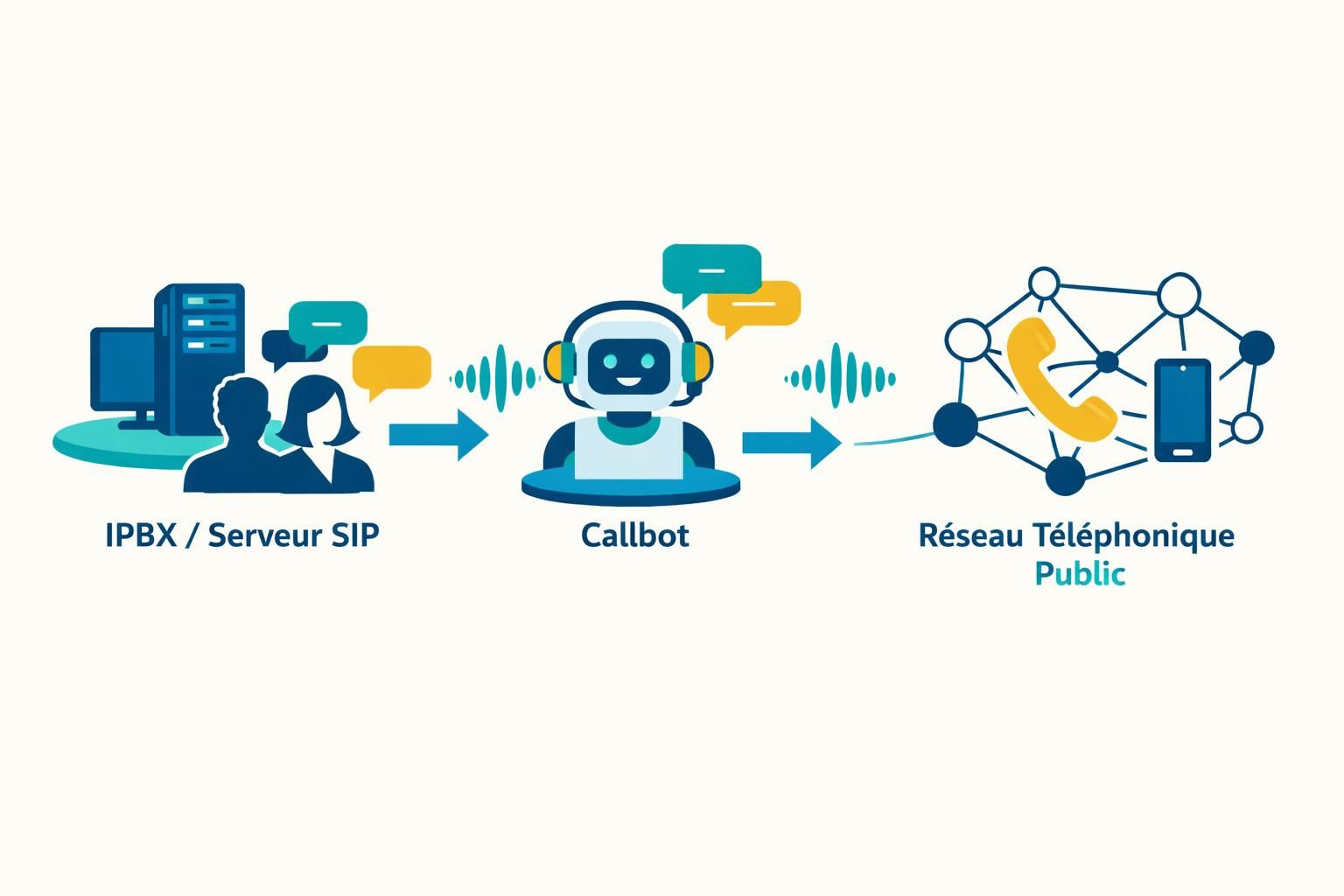 découvrez comment le sip trunking optimise l'infrastructure télécom pour les callbots professionnels, garantissant une communication fluide et efficace.